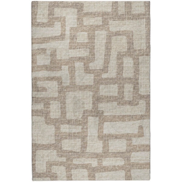 Dream Shag Premium Machine Washable Abstract ADS110 Tan 10 ft. x 14 ft. Area Rug