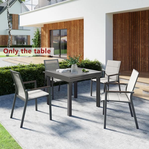 Crestlive Products Light Gray Aluminum Outdoor Dining Table with Extension  CL-TB010LGYN1 - The Home Depot