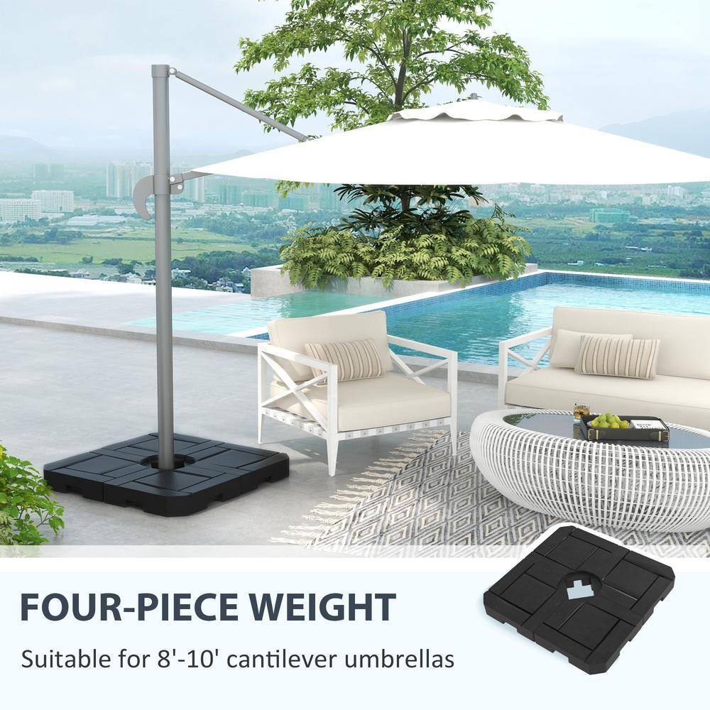 Black Fillable Plastic Patio Umbrella Base Weights Set