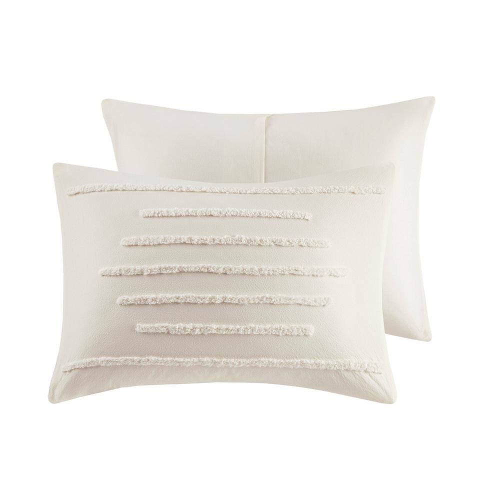 Ivory Cotton Chenille King/Cal King Duvet Cover Set