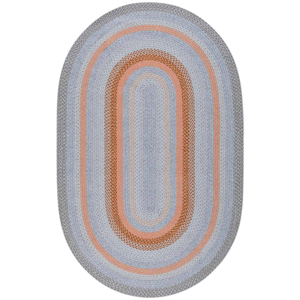 SAFAVIEH Braided Gray/Rust 8 ft. x 10 ft. Machine Washable Multi ...