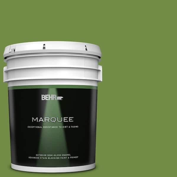 BEHR MARQUEE 5 gal. #420D-6 Thyme Green Semi-Gloss Enamel Exterior Paint & Primer