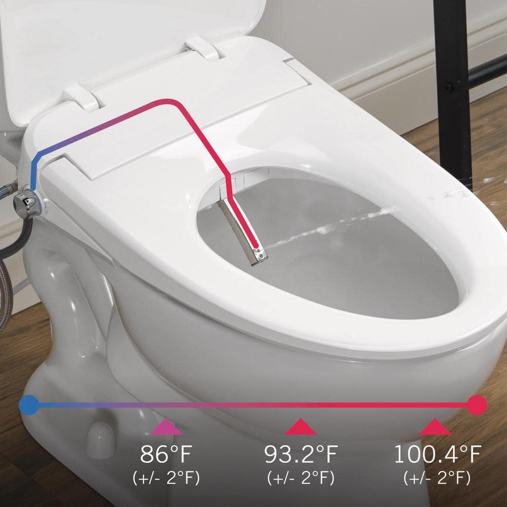 White Elongated Electric Bidet Toilet Seat with Remote