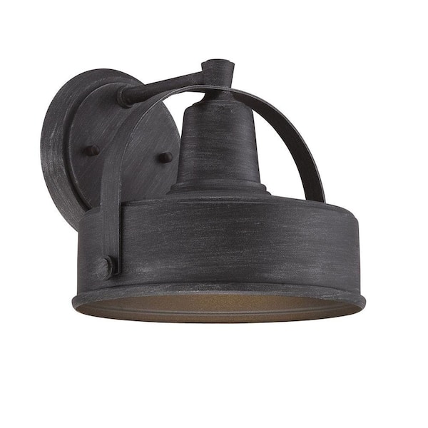 Designers Fountain Portland 8 in. Weathered Pewter Dark Sky 1-Light Outdoor Line Voltage Wall Sconce with No Bulb Included