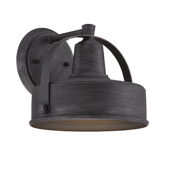 Portland Weathered Pewter Dark Sky 1-Light Outdoor Line Voltage Hardwired Porch Light Wall Sconce with No Bulb Included
