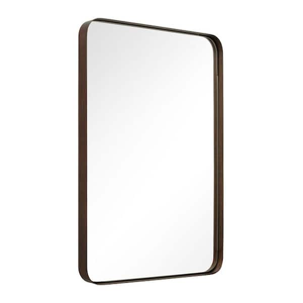 ANDY STAR 30 in. W x 1 in. H Modern Rectangular Bronze Hanging Bathroom Vanity Mirror