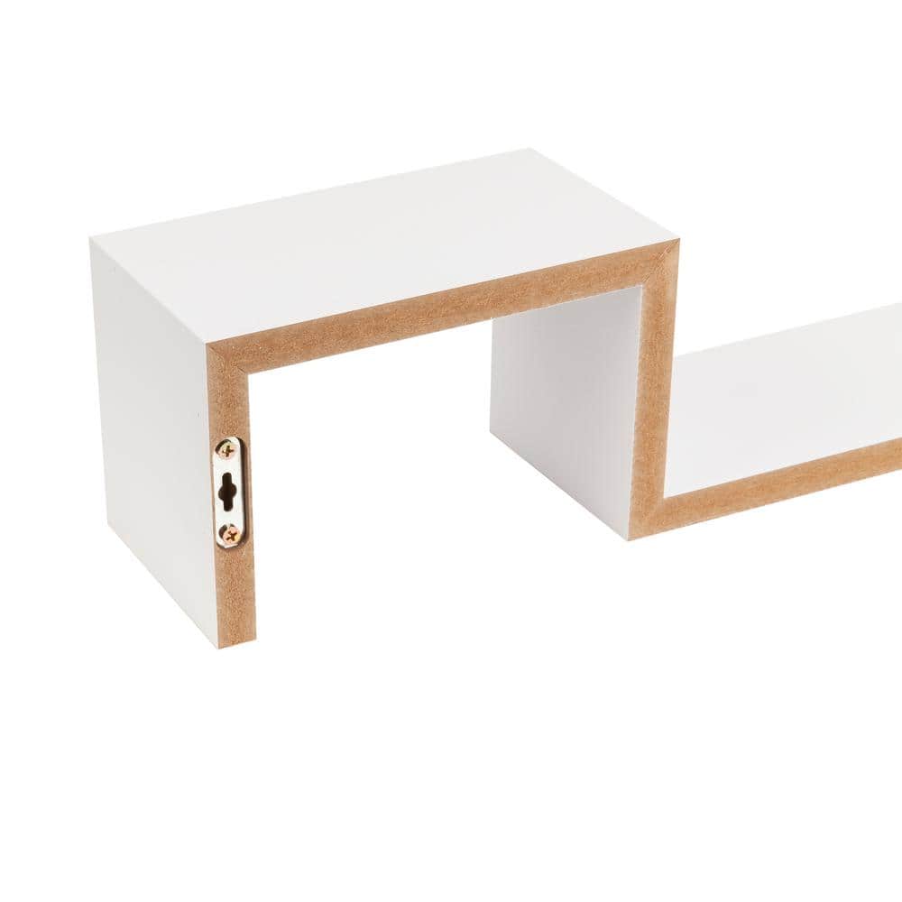 White MDF Floating Wall Shelves Set of 2