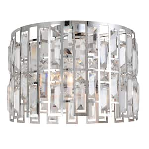 Juliana 14 in. 2-Light Crystal and Chrome Flush Mount