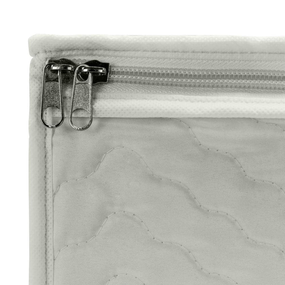 Beige Quilted Fabric Stemware Storage Chest with Dividers