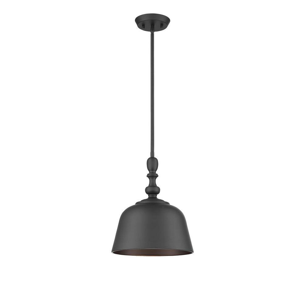 Transitional Matte Black Oversized Metal Shade Pendant Light