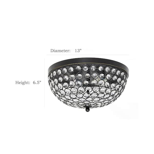 elegant designs 2 light elipse crystal flush mount ceiling light