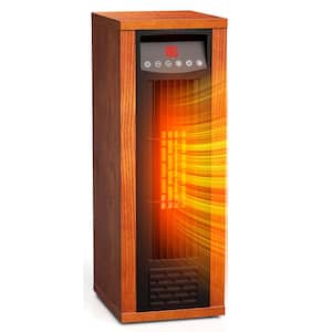 Portable Tower Infrared Electric Space Heater for Indoor Use, Remote, 3 Modes, 12-Hours Timer 1320 Watts, Brown