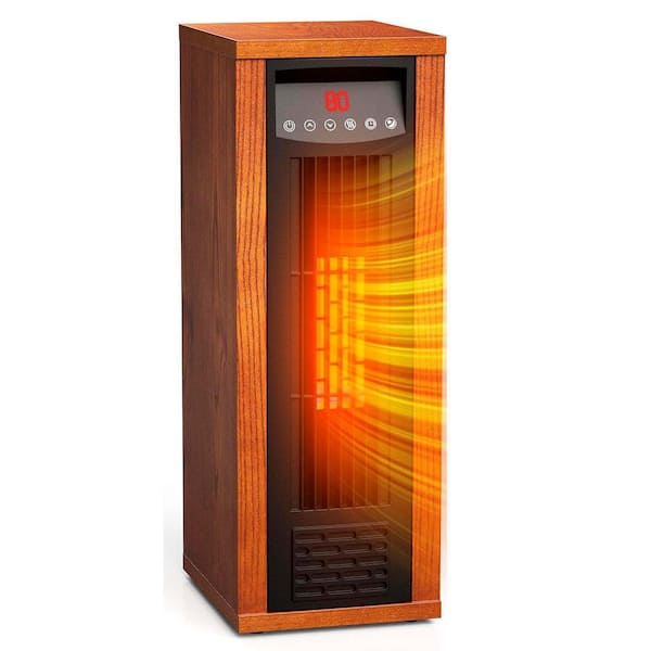 TRUSTECH Portable Tower Infrared Electric Space Heater for Indoor Use, Remote, 3 Modes, 12-Hours Timer 1320 Watts, Brown