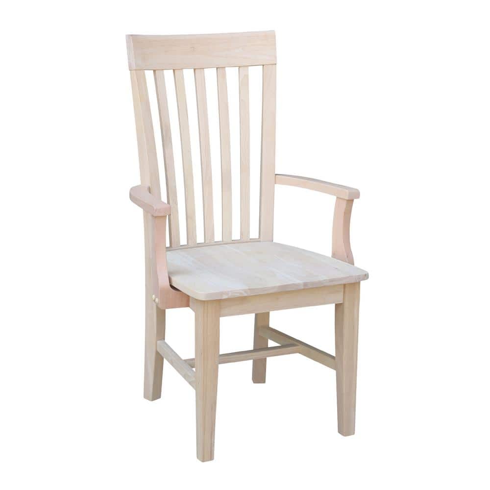 Elegant Tall Mission Brown Wood Slat Arm Chair