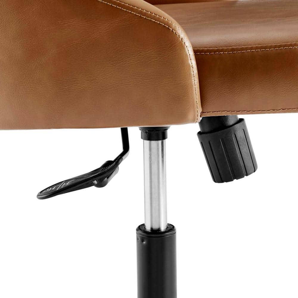 Black Tan Tufted Vegan Leather Swivel Office Chair
