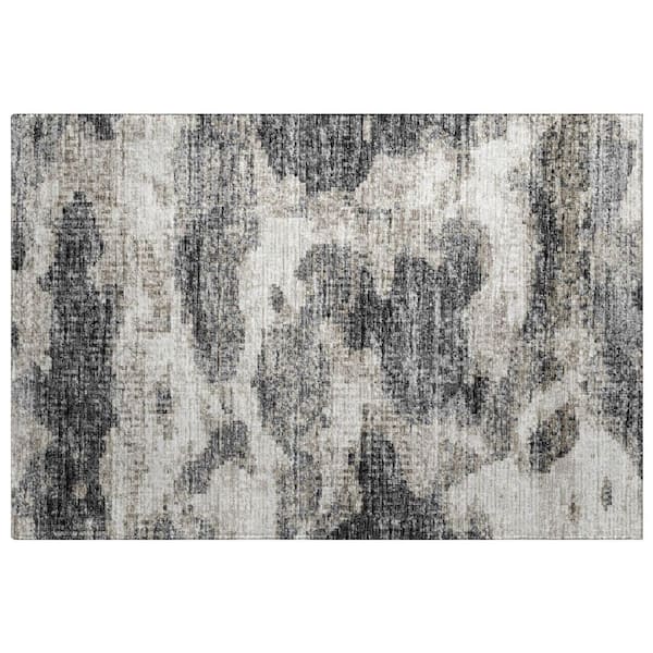 Dream Shag Premium Machine Washable Abstract ADS71 Black 3 ft. x 4 ft. Area Rug
