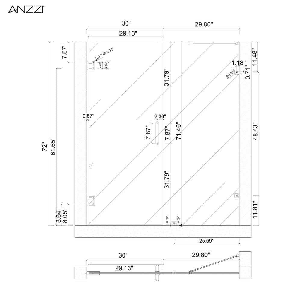 Consort 72" Frameless Shower Door with Brushed Nickel Hardware