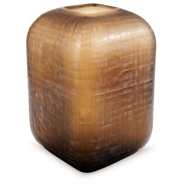Signature DESIGN BY ASHLEY Capard 11 in. Brown Glass Square Decorative Vase