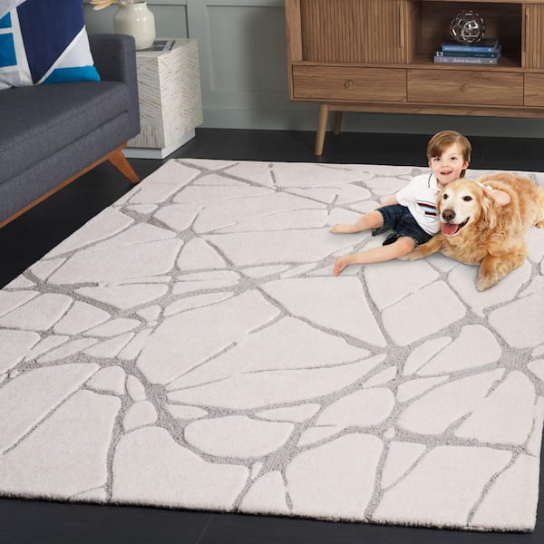 SAFAVIEH Rodeo Drive 5 ft. x 8 ft. Ivory/Gray Abstract Fracture