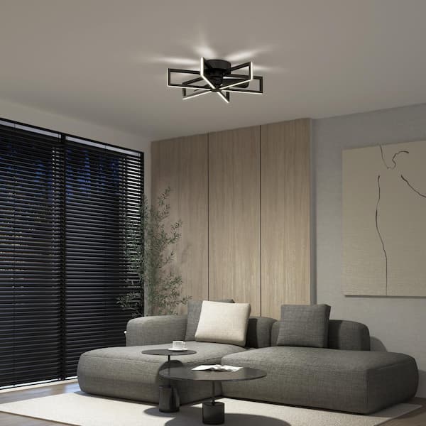 Swirl 26 in. Indoor Black 8-Steps CCT 18.7 in. Integrated LED Ceiling Fan with Remote Included