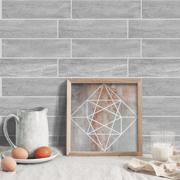 In Home NH3396 Stone Peel & Stick Backsplash, Grey 