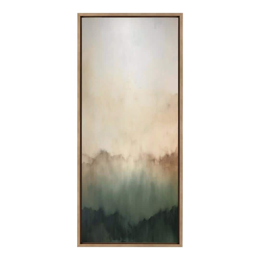 Green Mountain Abstract Landscape Canvas Print with Gold Frame