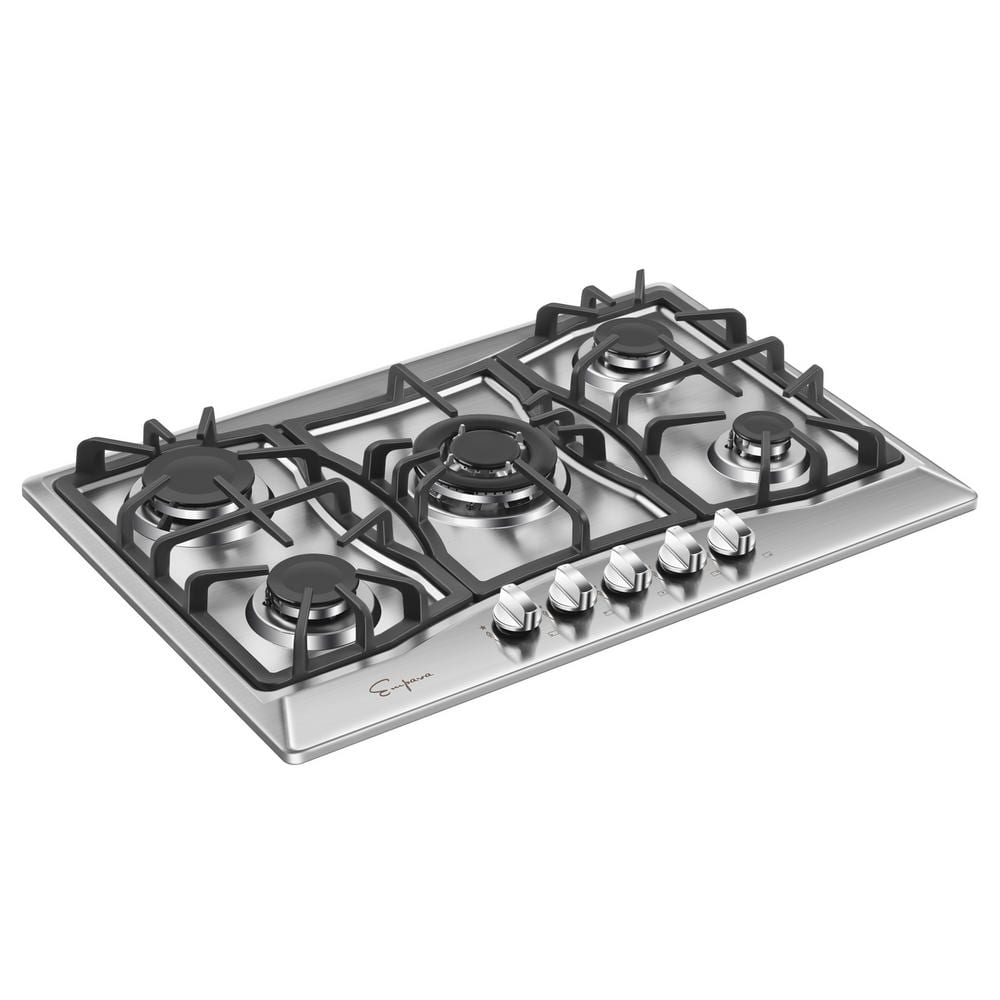 Empava Built-In 30 in. Gas Cooktop in Stainless Steel- 5 Sealed Burners, Silver