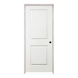 18 in. x 80 in. 2-Panel Square Top Left Hand Solid Core White Primed Molded Single Prehung Interior Door w/Nickel Hinges