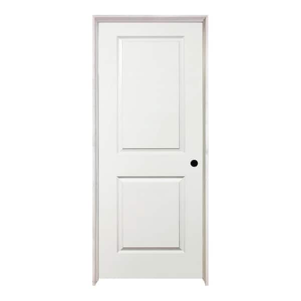 Steves & Sons 36 in. x 80 in. 2-Panel Square Top Left Hand Solid Core White Primed Molded Single Prehung Interior Door w/Nickel Hinges