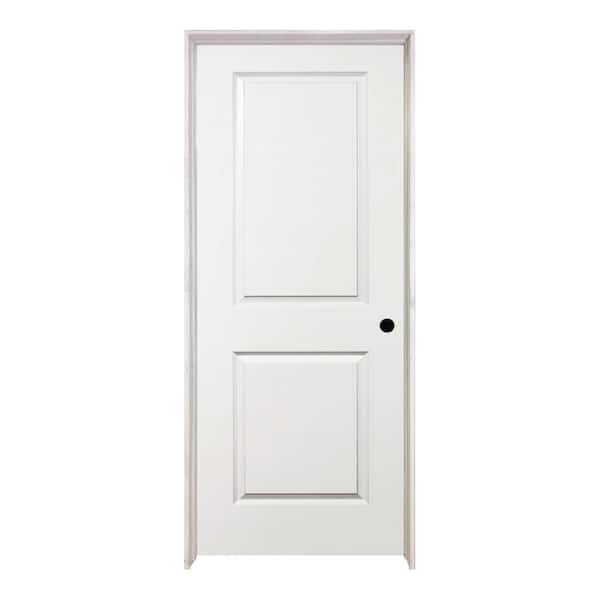Steves & Sons 30 in. x 80 in. 2 Panel Square Left-Hand Hollow Core White Primed Composite Single Prehung Interior Door with 366 Casing