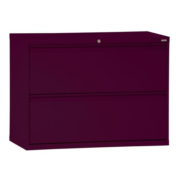Sandusky 800 Series 30 in. W 2-Drawer Full Pull Lateral File Cabinet in Burgundy