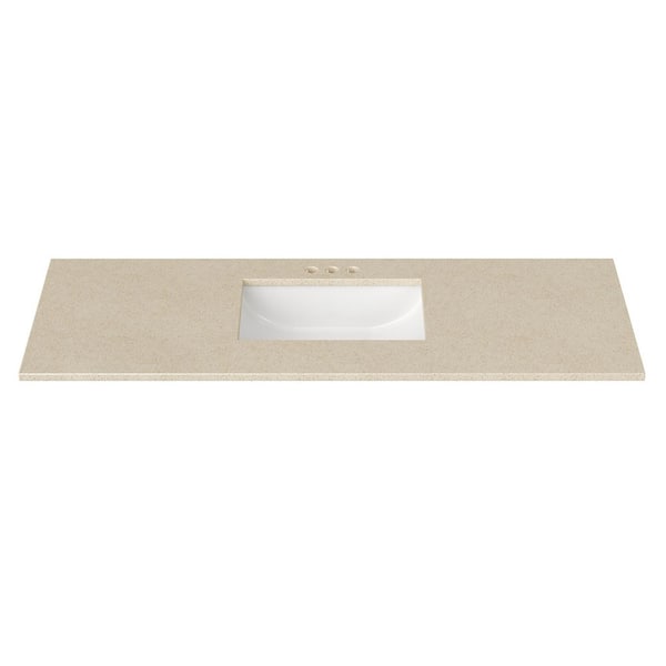 55 in. W x 22 in. D Cultured Marble Rectangular Undermount Single Basin Vanity Top in Winter Snow