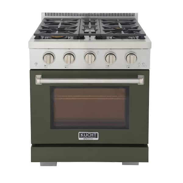 Kucht Professional 30 in. 4.2 cu. ft. 4-Burners Freestanding Propane Gas Range in Olive Green with Convection Oven
