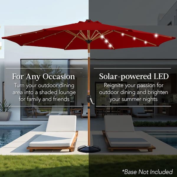 best uv protected patio umbrella Best Choice Products 10ft Solar LED Lighted Outdoor Woodgrain Pattern Steel Market Patio Umbrella