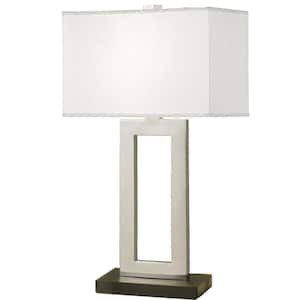 Geometric 29 in. Contemporary Chrome and Black Contrast Table Lamp with Rectangular Hardback Shade