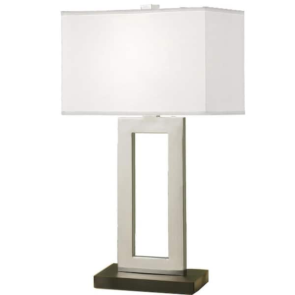 ARTIVA Geometric 29 in. Contemporary Chrome and Black Contrast Table Lamp with Rectangular Hardback Shade