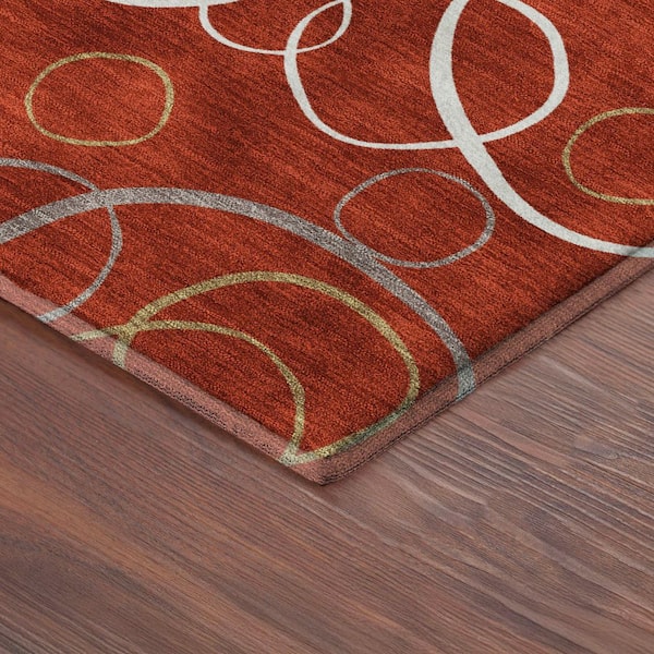 Mayfield Premium Machine Washable Abstract AMF2408 Red 2 ft. x 3 ft. Accent Rug