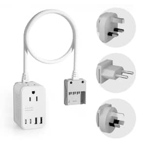 220V to 110V Converter, US to Europe Universal Travel Power Adapter with 4 USB Ports(2 USB C), 2 AC and EU/UK/AU Plug