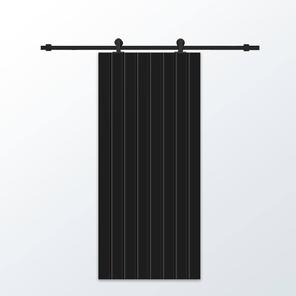 30 in. x 80 in. Black Painted Composite MDF Paneled Interior Sliding Barn Door with Hardware Kit price history on PriceWatchPro
