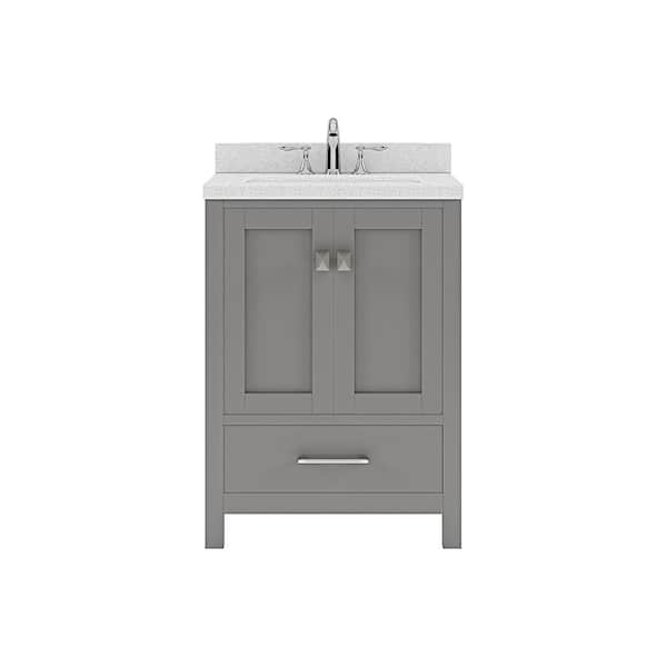 Caroline Avenue 24 in. W x 22 in. D x 35 in. H Single Sink Bath Vanity in Gray with Quartz Top