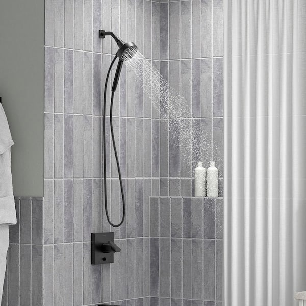 Lively 4-Spray Patterns Wall Mount 4.312 in. Handheld Shower Head in Matte Black