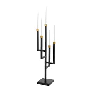 34 in. Black Metal Candelabra with 5 Candle Capacity