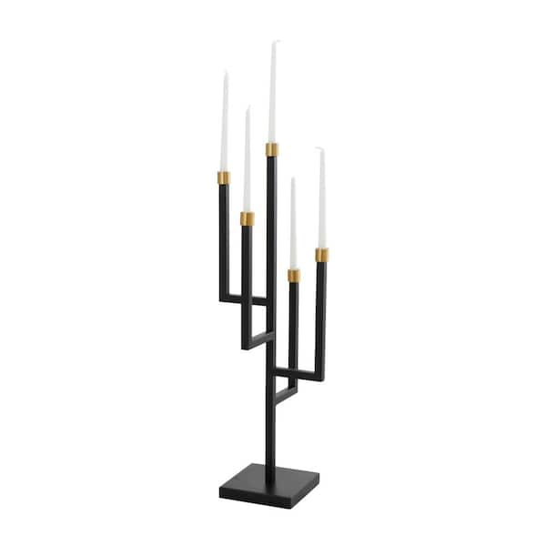 34 in. Black Metal Candelabra with 5 Candle Capacity