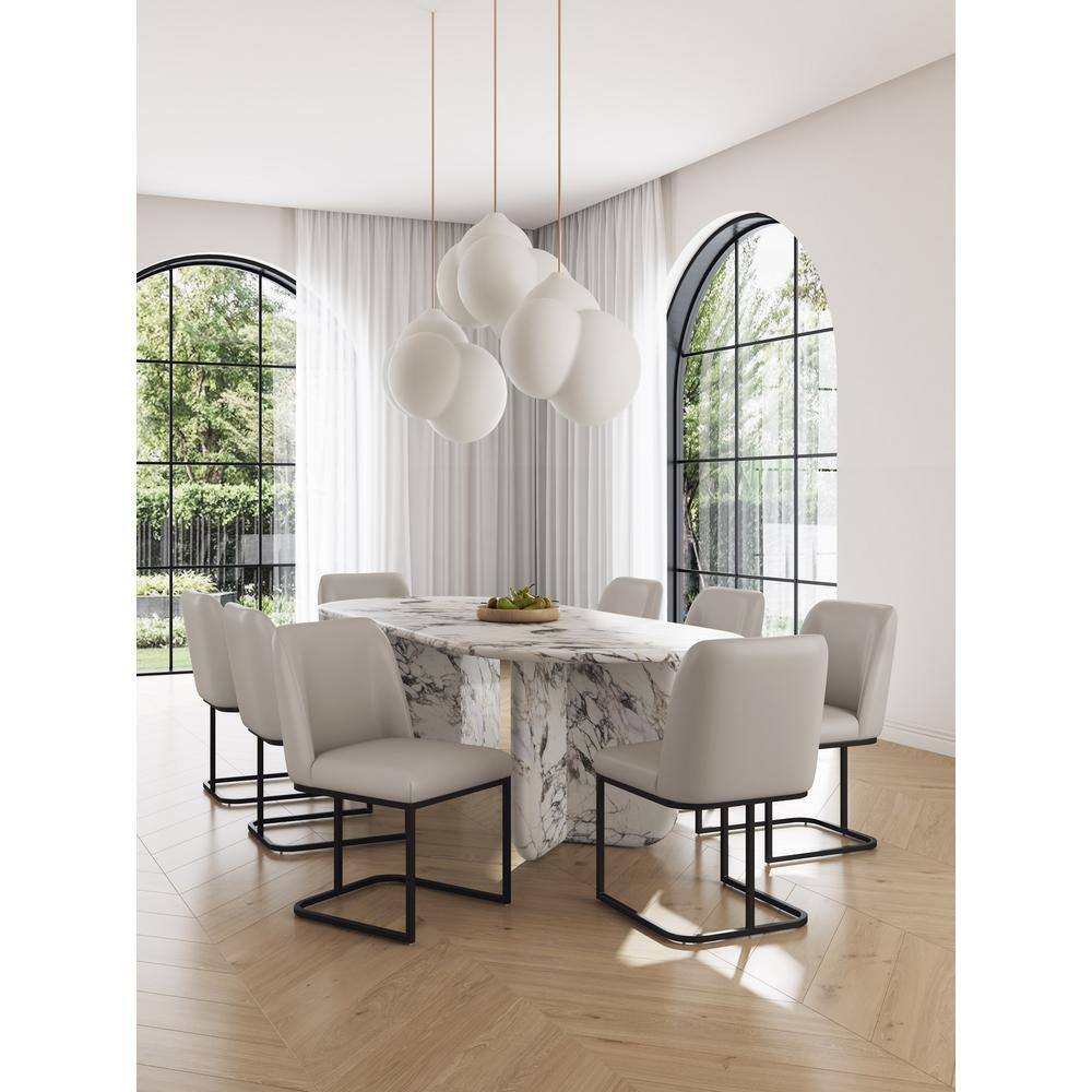 Serena Cream Leatherette Upholstered 8-Piece Dining Chair Set