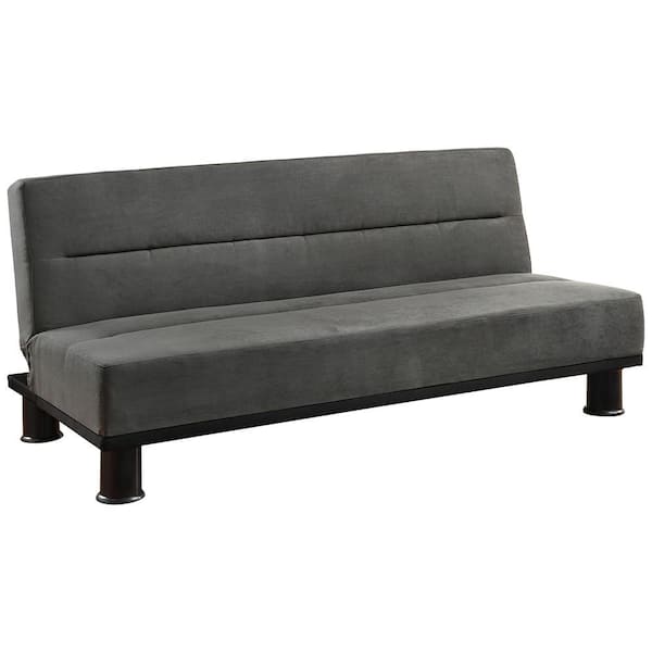 Lazzara Grayson 70.5 in. Armless Microfiber Upholstered Rectangle Sofa in. Gray color
