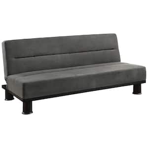 Grayson 70.5 in. Armless Microfiber Upholstered Rectangle Sofa in. Gray color