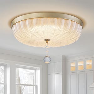 16 in. 18W LED Gold Flush Mount Ceiling Light, Dimmable Ceiling Light Fixture with Sanded Acrylic Shade for Entryway