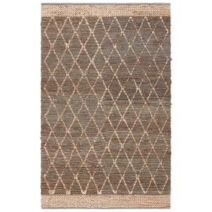 Natural Fiber Beige/Gray 5 ft. x 8 ft. Border Multi-Diamond Area Rug