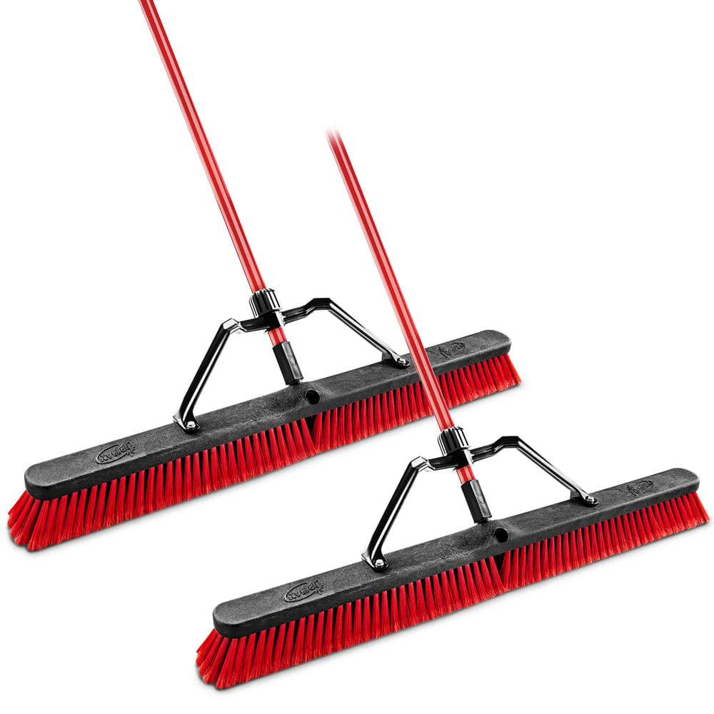 Libman 36 In Multi Surface Push Broom Set With Brace And Handle 2 Pack 1731 The Home Depot 6283