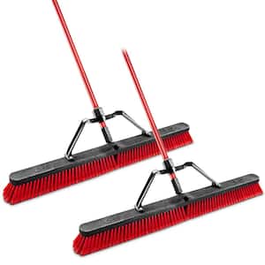 36 in. Multi-Surface Push Broom Set with Brace and Handle (2-Pack)